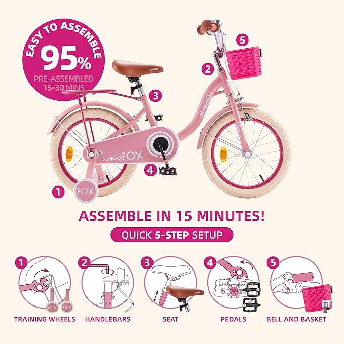 Royalbaby Princess Girls Kids Bike 12 14 16 18 20 Inch Children Bicycle with Basket for Age 3-12 Years