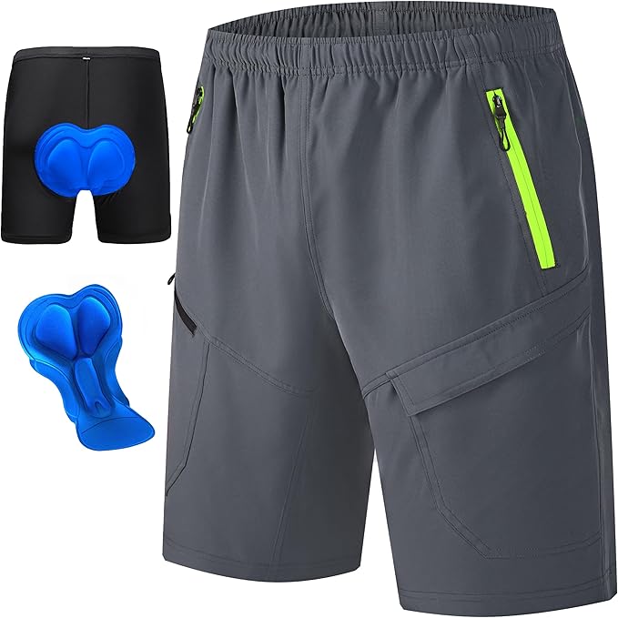 Men's Mountain Bike Shorts 3D Padded Baggy Bicycle Riding Cycling Shorts Quick Dry Lightweight Biking Shorts