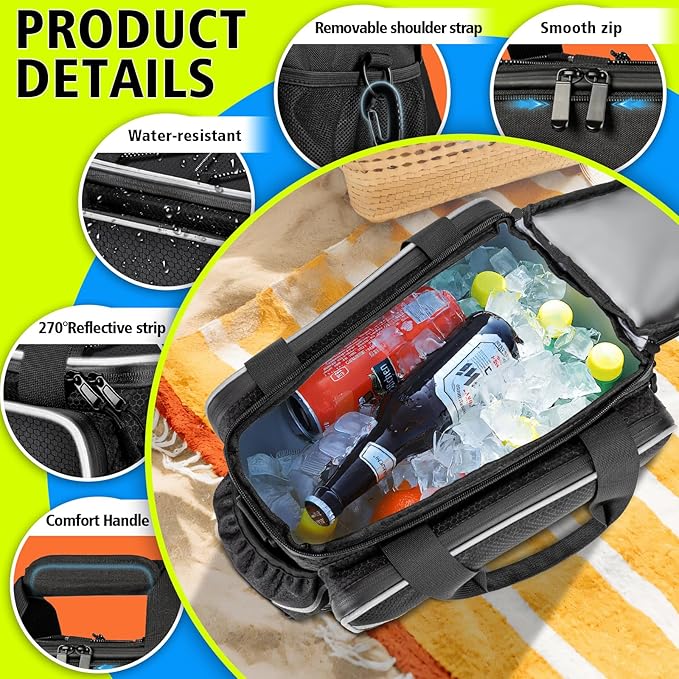 Desing Wish 16L Bike Bags for Bicycle Rear Rack Large Capacity Insulated Bicycle Rack Pouch Ebike Pannier Bag Bike Saddle Seat Pouch for Cycling Trip/Commuter (Black)