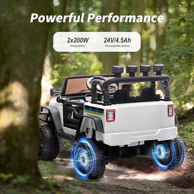 24V Kids Ride on Toy, Kids Electric Vehicles Car Ride on Car Truck for Toddlers 3-5 with Remote Control, 2x200W Motor - Snow White