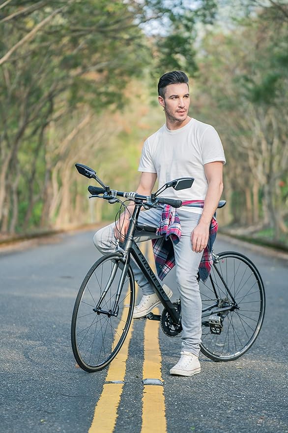 MEACHOW New Scratch Resistant Glass Lens,Handlebar Bike Mirror, Adjustable Safe Rearview Mirror, Bicycle Mirror,ME-003