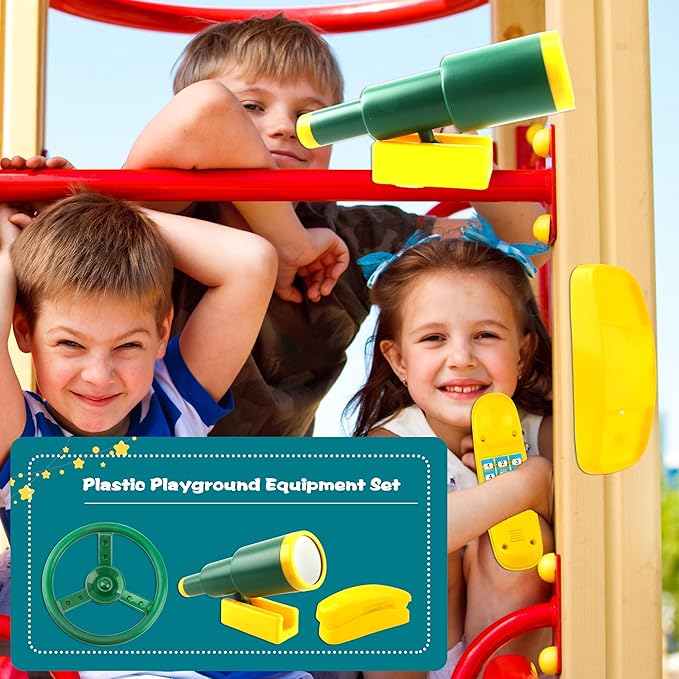 Playground Accessories Swingset Steering Wheel Plastic Telescope Telephone Swingset Phone Toy for Kids Outdoor Playground Backyard Treehouse