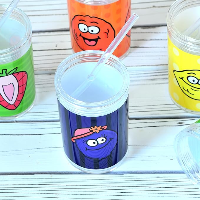 Youngever Kids Tritan Cup with Straws, Reusable 14 Ounce Toddler Cup with Lid and Straw, Unbreakable Kids Tritan Tumbler with Straw (Blueberry)