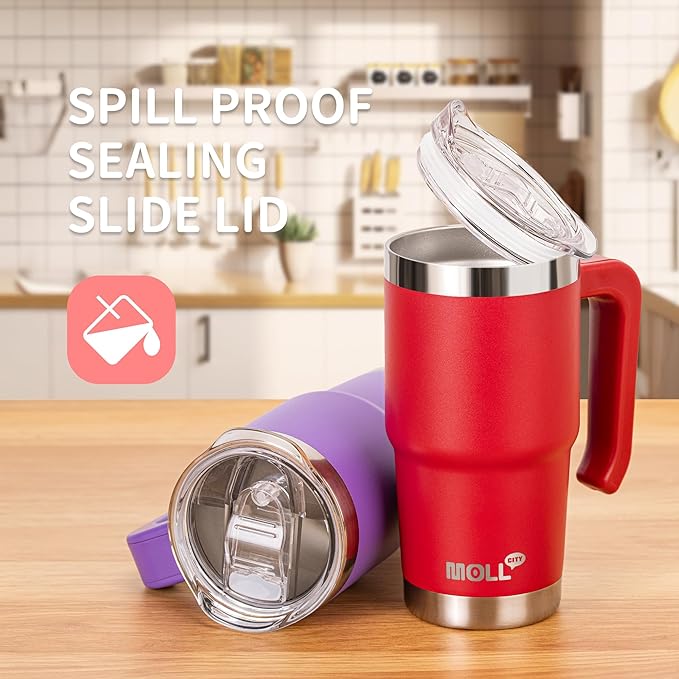 Kids Tumbler with Handle-16 oz Stainless Steel Vacuum Insulated Water Cup with Lid and Straw for Travel, Cupholder Friendly-Gift for Girl-Canyon Red