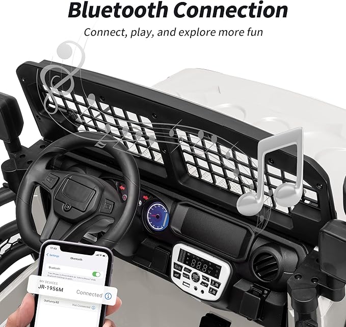 2 Seater Ride on Car Toy, 12V Electric Car for Kids 4-8 with Remote Control, Capacity 110 lb, LED Light - White