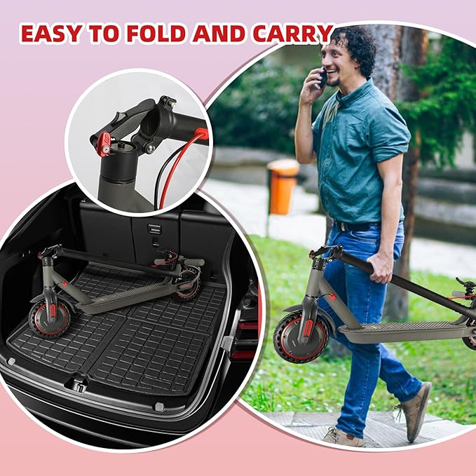 Electric Scooter for Adults, Folding E Scooter with 350W/500W Motor 15Mph Top Speed 12 Miles Long Range, Commuting Motorized Kick Scooters (Red- 8.5" Tires 15MPH 12 Miles Range)