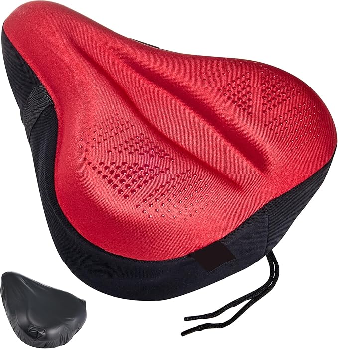 Zacro Bike Seat Cushion - Padded Gel Bike Seat Cover for Men & Women, Padding Bicycle Saddle fit with Peloton/Spin Stationary Exercise/Mountain Road Cycling Bike