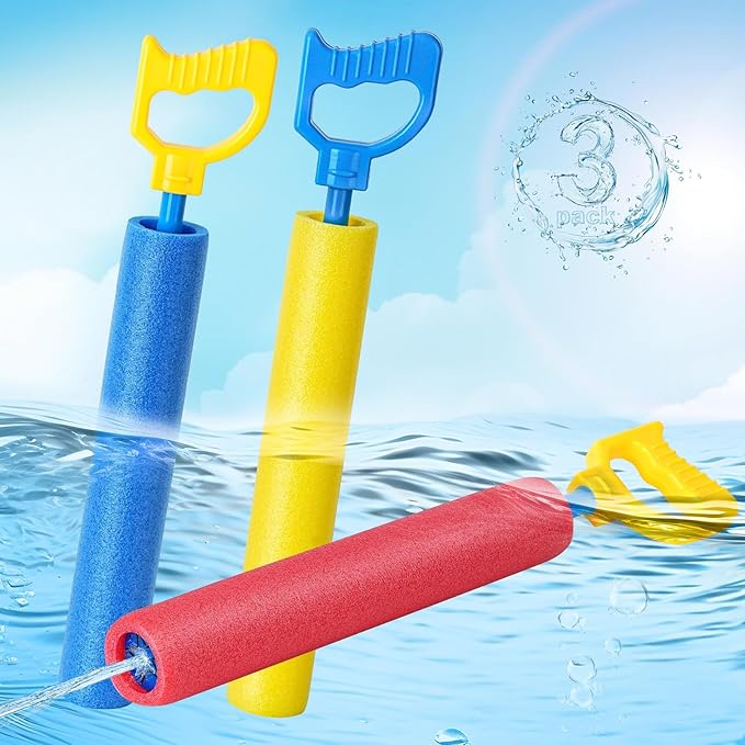 Water Guns, 3 Pack Water Squirter Gun 40 Ft Range Swimming Pool Toys Beach Backyard Summer Party Outdoor Foam Water Shooter Water Game Toy for Kids Age 3~12 Years Teens Adults