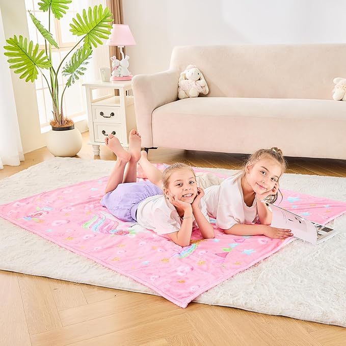 Wajade Unicorn Gifts for Boys Girls - Unicorn Blanket Birthday Christmas Decor for Kids Age 3 4 5 6 7 8 9 10 11 12 Years Old Teens Child Toddler Throw Light Grey 50"x60"