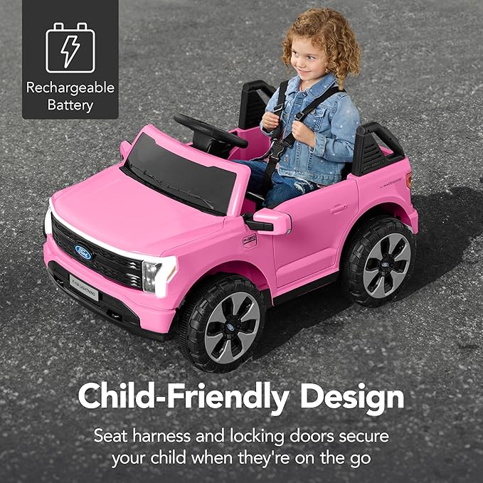 Best Choice Products Licensed Ford F-150 Lightning Truck Kids 12V Electric Ride On Car Toy w/ 66lb Weight Capacity, Parent Control, Bluetooth - Pink