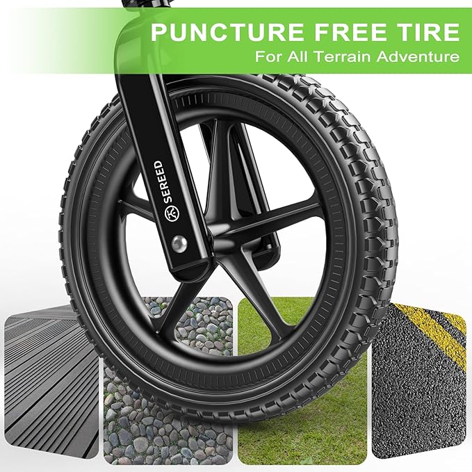 SEREED Toddler Balance Bike 2 Year Old, No Pedal Kids Toy Bike for 2-5 Years Old, Tool-Free Adjustment, Gift for 2-3 Boys Girls, Customize Plate with 3pcs Stickers (Green)