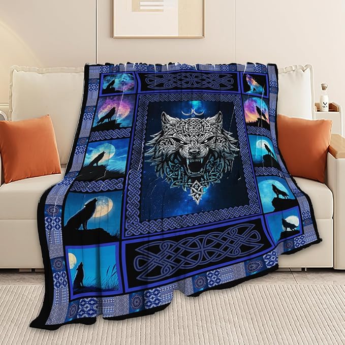 Wolf Throw Blanket Wolf Stuff Gifts for Kids Girls Boys Adults Women Men Soft Cozy Warm Plush Fluffy Fuzzy Fleece Blanket Decor 40''X50''
