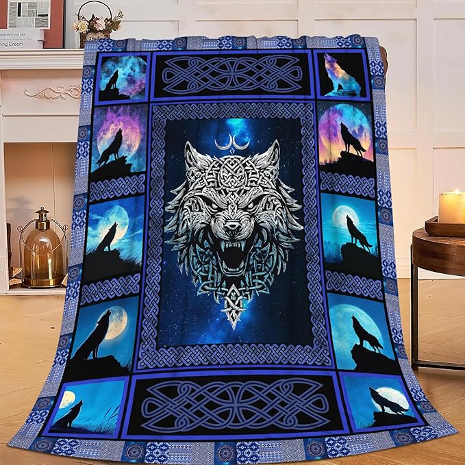 Wolf Throw Blanket Wolf Stuff Gifts for Kids Girls Boys Adults Women Men Soft Cozy Warm Plush Fluffy Fuzzy Fleece Blanket Decor 50''X60''