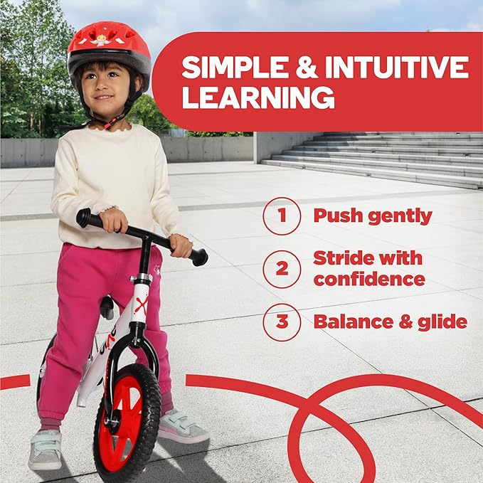 Balance Bike - 30.5 cm (12") Training Bikes for Kids and Toddlers - 1.8kg (4lbs) Kids' Balance Bike - Children Ages 3, 4, 5 - No Pedal Push Bicycle for Boys or Girls - Red