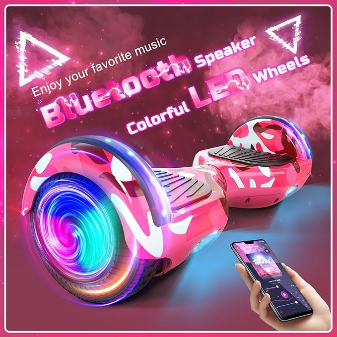 Scooter with Seat Attachment for Kids Adults, 6.5'' 8.5''Balancing Scooter with Bluetooth Speakers & Colorful LED Light with Kart