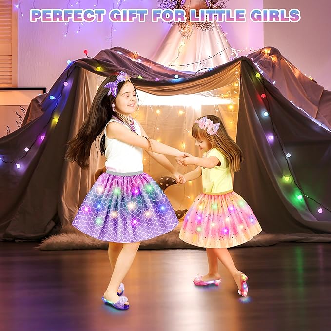 Princess Dress Up for Girls, Toddler Toys for Ages 3-8, 3 PCS Light Up Toddler Dress Up Clothes with Accessories, Kids Toys for 3 4 5 6 7 8 years Girl Christmas Halloween Birthday Gift