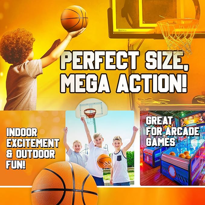 Bedwina Mini Basketballs - (2 or 4 Pack) - Rubber 7 Inch, Size 3 - Mini Hoop Outdoor Basketball Set for Small Hoops Indoor & Outdoor Pool Parties - Kids Birthday Gift, Arcade Games