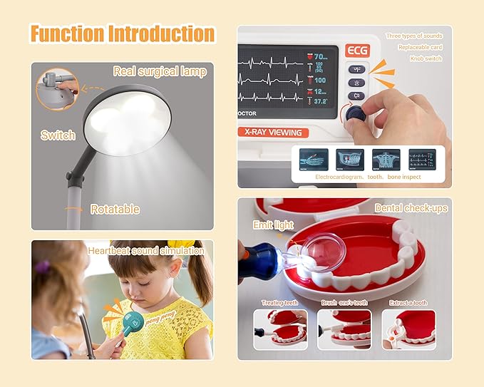 STEM Doctor Playset for Kids - Interactive Doctor Kit for Kids with Realistic LED Lights & Sounds, Role Play Kit to Diagnose & Heal, Educational Gift for Ages 3-5