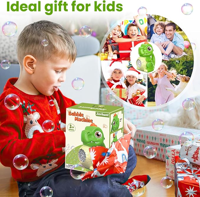 Automatic Bubble Machine Dinosaur Toys: T-Rex Bubbles Gun for Kids & Toddlers - Outdoor Party Play Bubble Toy - Idea Gift for Easter, Birthday, Christmas