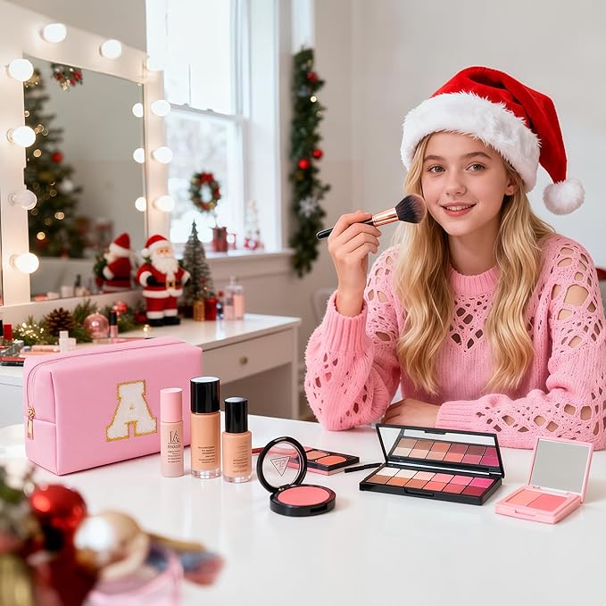 TOPEAST Christmas Gifts Stocking Stuffers for Women Teen Girls - Travel Makeup Bag, Cosmetic Bag, Birthday Travel Gifts for Women (Pink S)