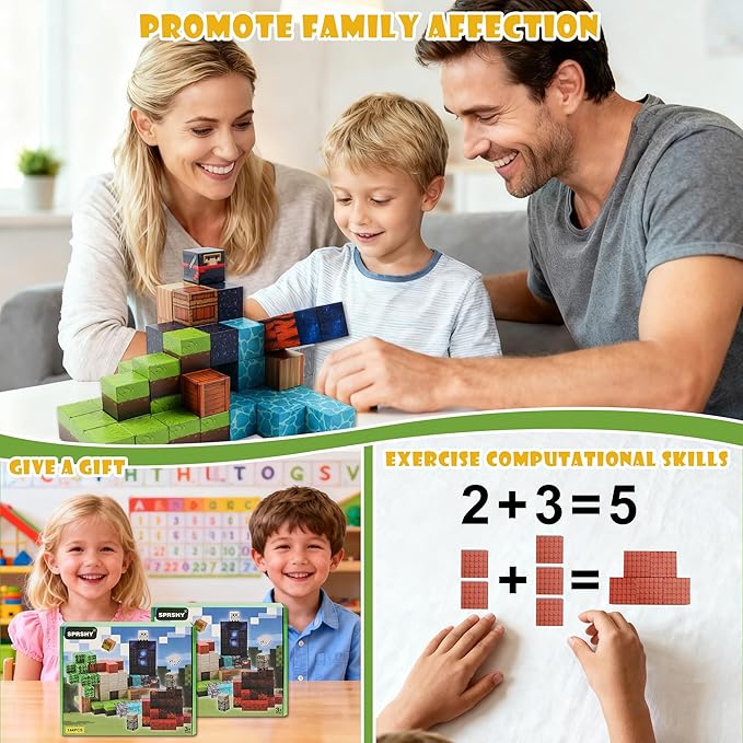Magnetic Building Block Toy - 144PSC 0.8in Stacking Construction Set to Cultivate STEM Skills for Boys and· Girls 6 7 8 9 Christmas Birthday