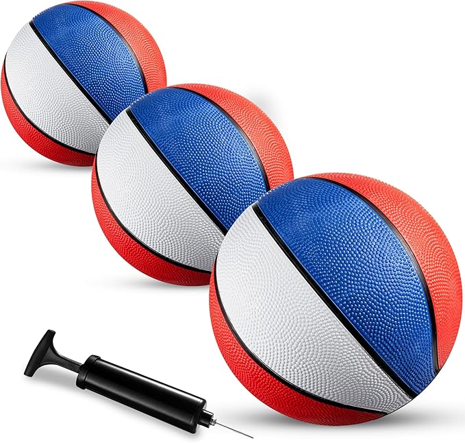 Rubber Mini Basketball Balls for Kids 7 Inch, Size 3 Pack of 3 - Pool Basketball for Mini Hoop Outdoor & Indoor