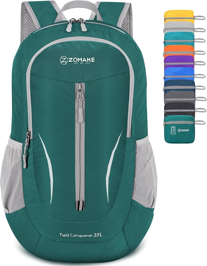 ZOMAKE Ultra Lightweight Packable Backpack 25L, Foldable Hiking Backpacks Water Resistant Small Folding Daypack for Travel(Army Green-NEW)