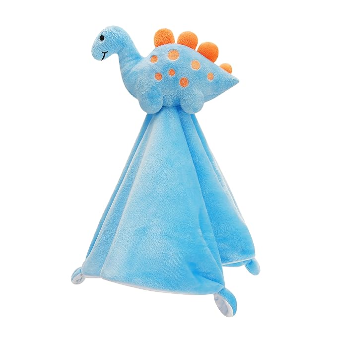 Pro Goleem Dinosaur Security Blanket Soft Loveys for Babies for Boys and Girls Newborn Lovie Infant Blankie Snuggle Toy Stuffed Animal Baby Gifts Blue 14 Inch