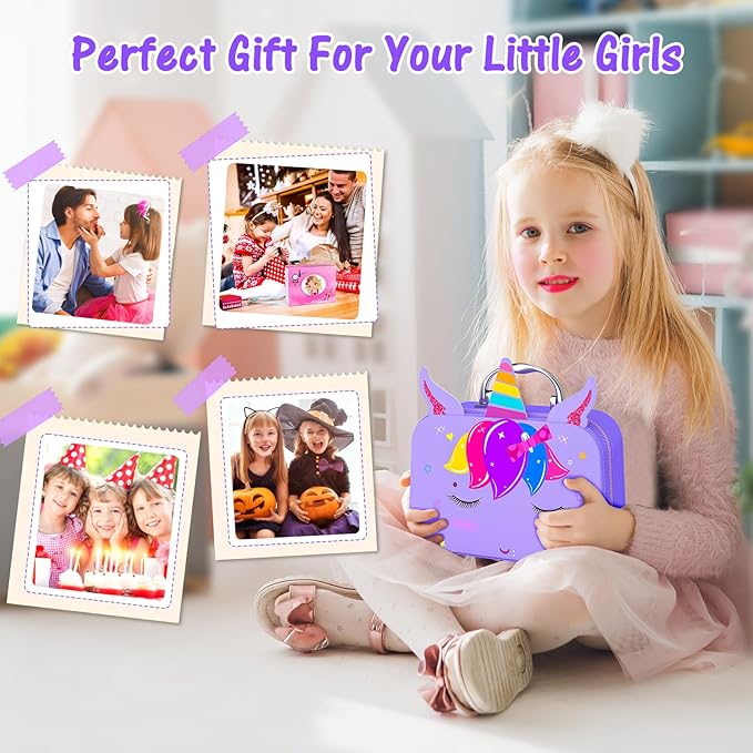 Kids Makeup Kit for Girl - 2 in 1 Kids Washable Makeup Toys & Nail Art Kit with Nail Dryer and Storage Case, Real Girl Makeup Set Birthday Gifts Toys for 3 -12 Year Old Girls, Purple