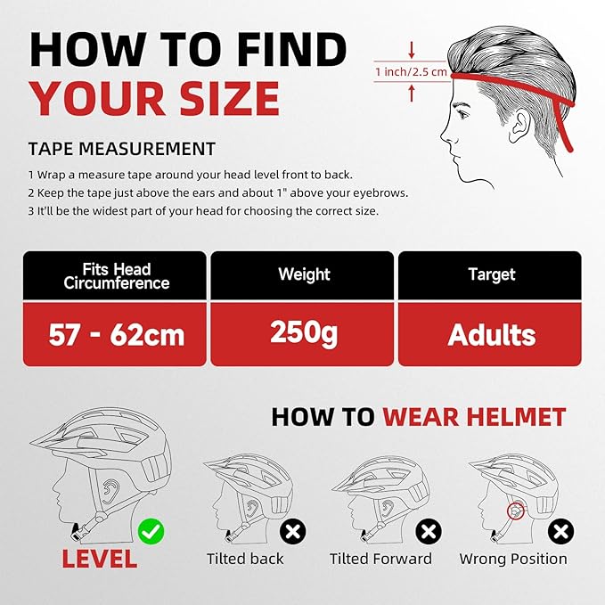 Adult Bike Helmet, Bicycle Helmet with Rear LED Light & Detachable Magnetic Goggles, CPSC/CE Certified Cycling Helmet Adjustable for Men Women Mountain & Road