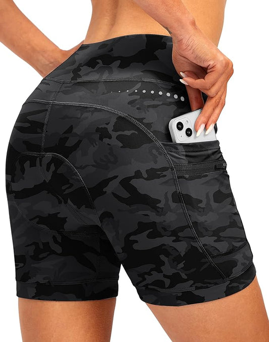 Women's 4D Padded Bike Shorts 5"/7" Riding Underwear Cycling Bicycle Road Biking Cycle Shorts for Women Zipper Pockets