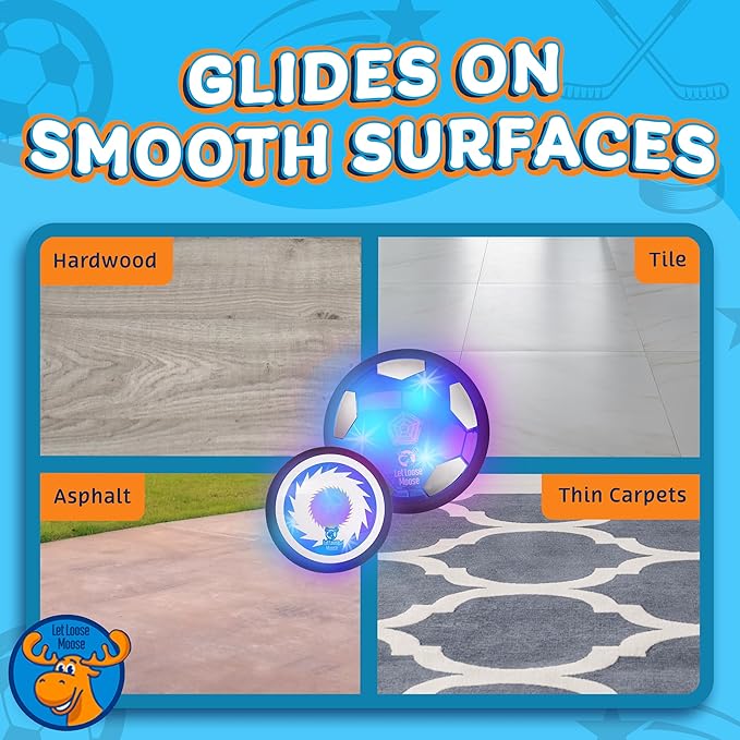 Let Loose Moose Hockey & Hover Soccer Ball Indoor 3-in-1 Set for Kids Aged 4-6, 6-8, 8-12 - Indoor Hockey and Soccer Toys Game Set for Boys and Girls