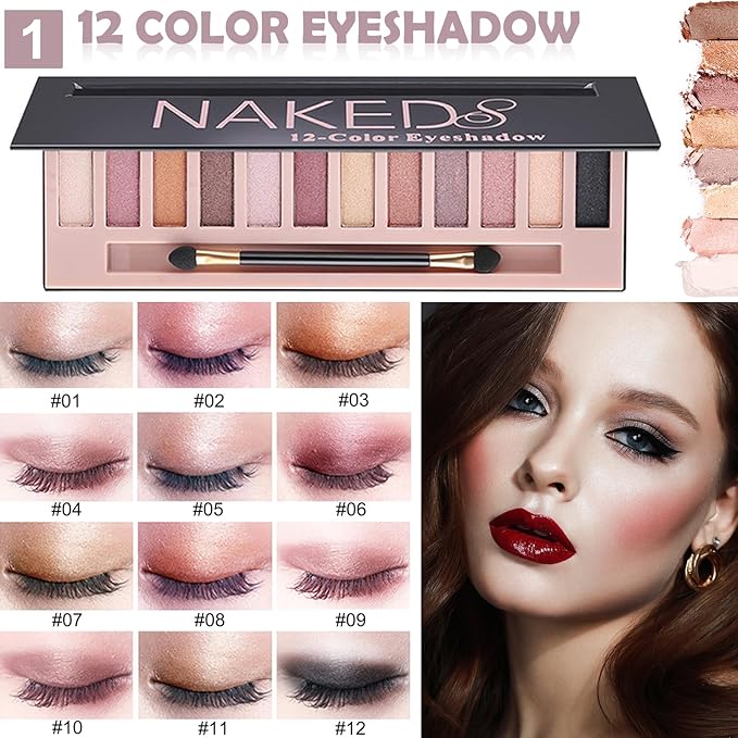 All in One Makeup Kit for Women & Teens - Full Cosmetics Kit with Everything for Beginners & Professionals - 12-Shimmer