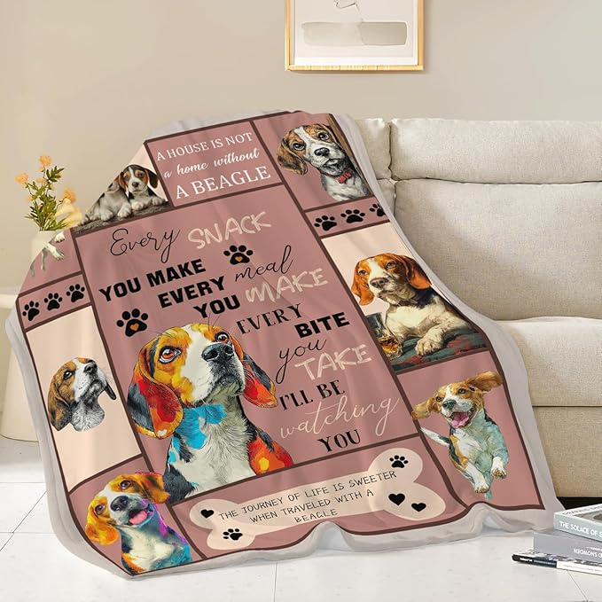 Beagle Throw Blanket Beagle Puppy Stuff Gifts for Dog Lover Kids Girls Boys Adults Women Men Soft Cozy Warm Plush Fluffy Fuzzy Fleece Blanket Decor 50''X60''