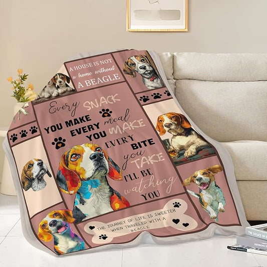 Beagle Throw Blanket Beagle Puppy Stuff Gifts for Dog Lover Kids Girls Boys Adults Women Men Soft Cozy Warm Plush Fluffy Fuzzy Fleece Blanket Decor 50''X60''