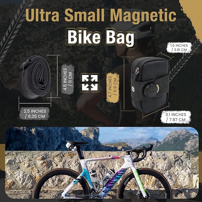 Lumiere & Co. Falcon Magnetic Saddle Bag – 0.37L Ultra Small Bike Bag, Fast Magnetic Buckle Attachment | Road Cycling-Specific Bike Seat Bag (Black, Ultra Small)