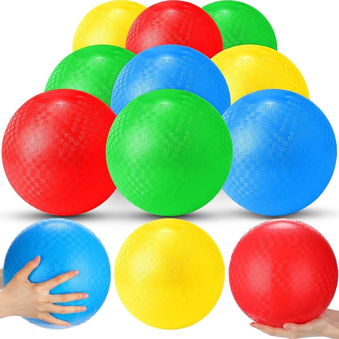 Jerify 12 Pcs Playground Balls Bulk 10 Inch Kickball Bouncy Balls for Kids Inflatable Bouncing Handball for Kids Adults Indoor Outdoor Games Gym Picnic Camp Yoga Exercise