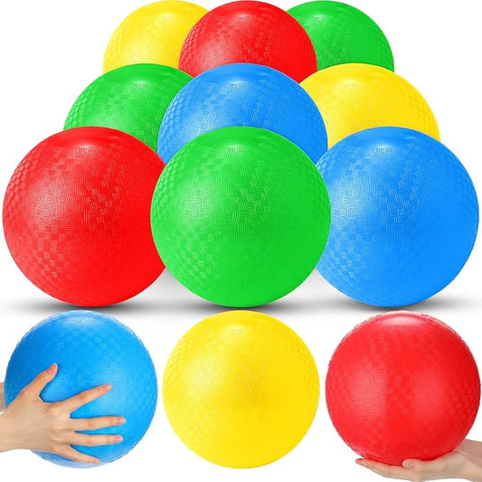 Jerify 12 Pcs Playground Balls Bulk 10 Inch Kickball Bouncy Balls for Kids Inflatable Bouncing Handball for Kids Adults Indoor Outdoor Games Gym Picnic Camp Yoga Exercise