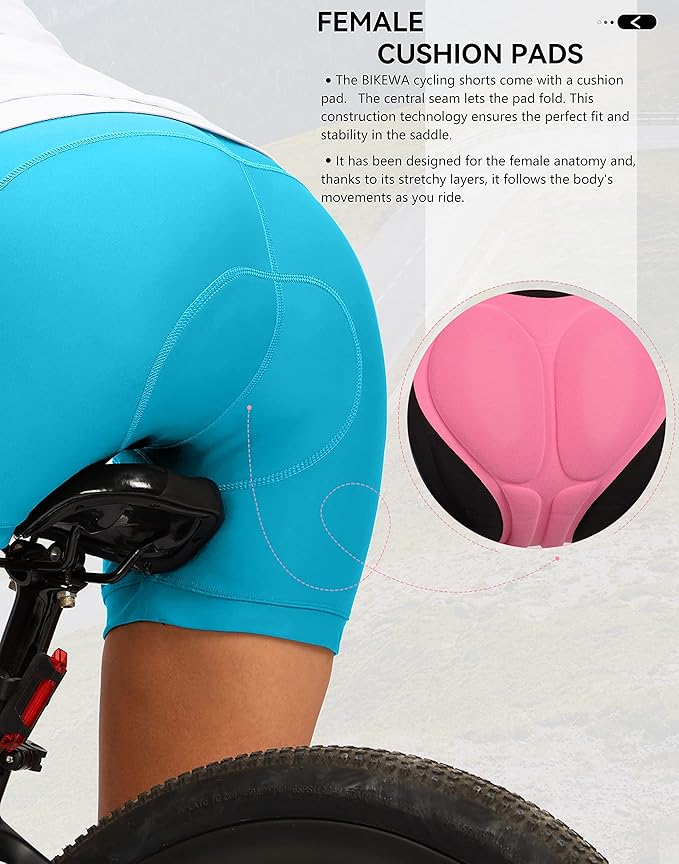 Women's 4D Padded Bike Shorts 5"/7" Riding Underwear Cycling Bicycle Road Biking Cycle Shorts for Women Zipper Pockets