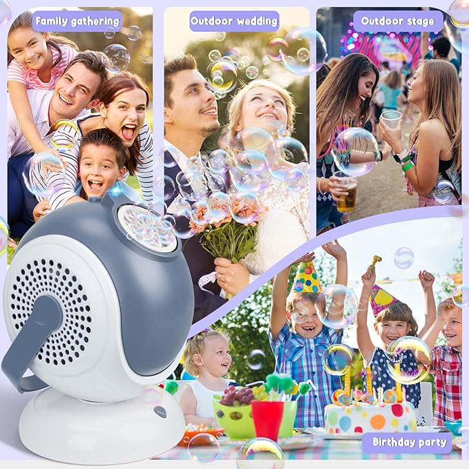 Bubble Machine for Kids: Automatic Bubble Blower 60° 360° Auto Rotatable Bubble Machines for Parties Outdoor Bubble Machine Bubble Toys for Outdoor Wedding Birthday Party Gifts