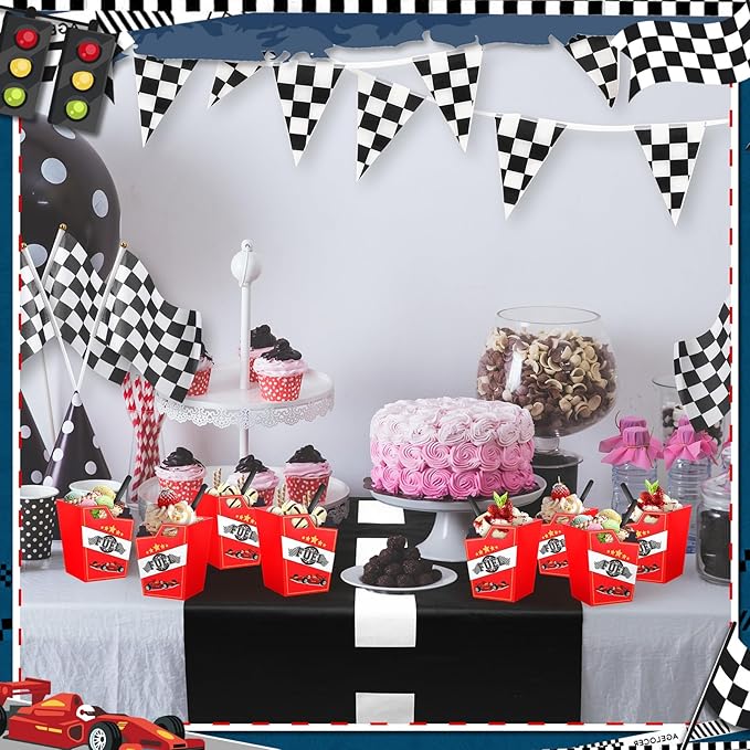 Uiifan 12 Sets Race Fuel Can Ice Cream Bowls Spoon Set Plastic Racing Car Frozen Yogurt Cups with Spoon Race Car Party Decorations for Kids Racing Theme Birthday Baby Shower Party Favors Supplies