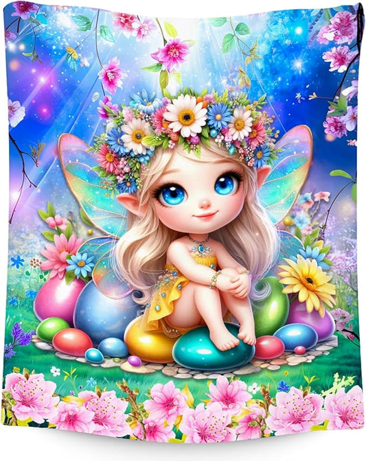 Toddler Blanket, Girls Blanket with Fairy Print, Kids Throw Gifts, Soft Fleece Throw for Decoration, 60"x80"