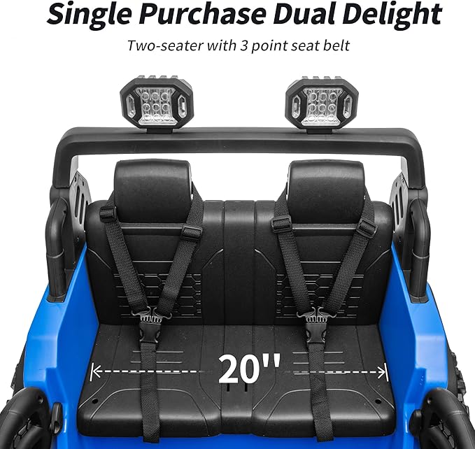 2 Seater Ride on Car Toy, 24V 4WD Electric Car for Kids 4-8 with Remote Control, 4x200W Motors, Capacity 150 lb - Blue