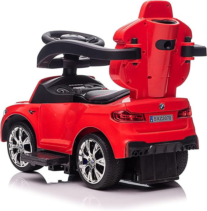 Best Ride On Cars BMW 4 in 1 Battery Powered Push Car, Red, Large