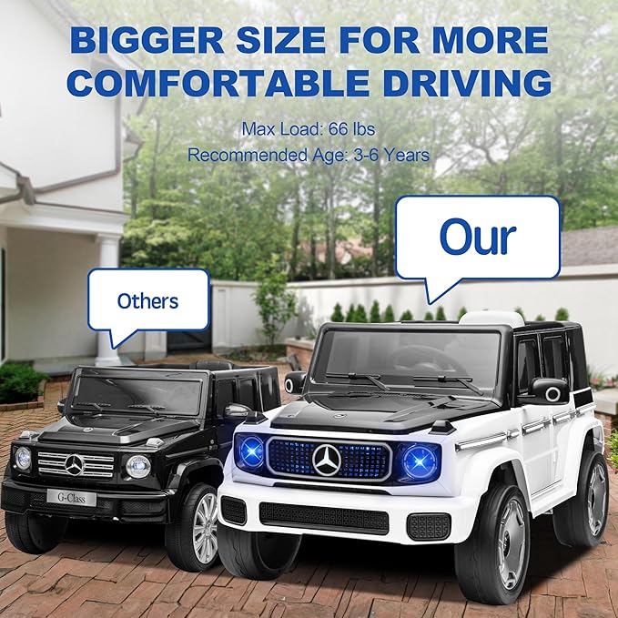 12V Ride on Kids Car, Electric Ride on Toy with Remote Control, LED Lights, Music & 3 Speeds, for Kids Ages 37–96 Months, White