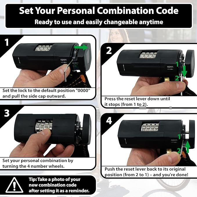 Heavy Duty Combination Bike Lock [Sold Secure Gold] 43" Long with Maximum Security – Anti Theft Bike Chain Lock with Numeric Code & 8mm Hardened Steel for Bicycle, Ebike, & Motorcycle