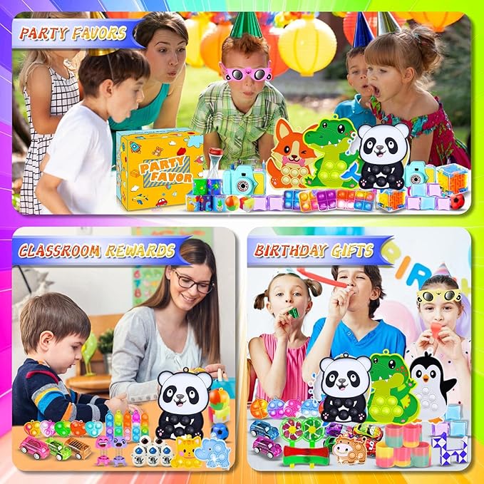 1000+Party Favors for Kids Fidget Toys Pack Bulk Prize Box Treasure Box Goodie Bag Pinata Stuffers Carnival Prizes Classroom Rewards Fillers for Kids