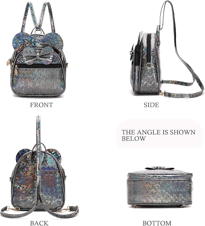 KL928 Girls Mini Backpack Bowknot Polka Dot Cute Small Daypacks Convertible Shoulder Bag Purse for Women