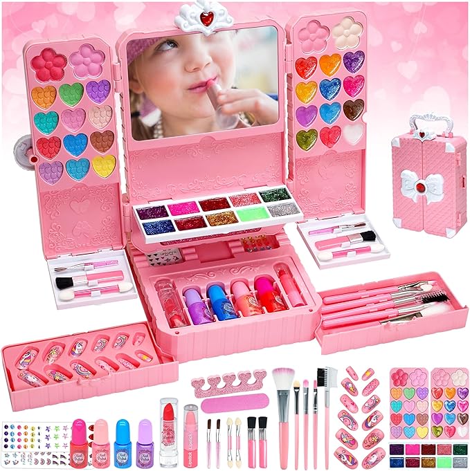 Kids Makeup Kit Girl Toys - Washable Makeup with Mirror Kid Makeup Sets for Girls 5-8,Maquillaje para Niñas, Play Make Up Kit,Best Toys for Little Girls, Ages4-12 Year Old Girl Birthday Gifts