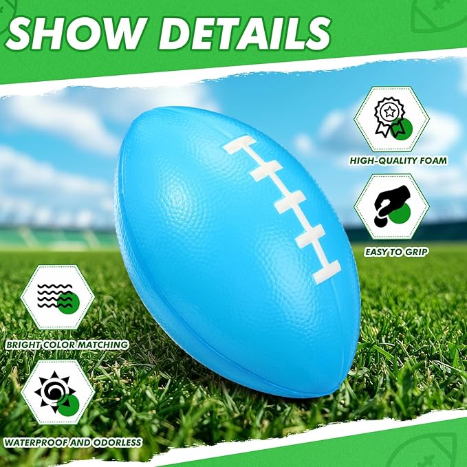Leyndo 4 Pcs 7.25'' Kids Foam Football Mini Colorful Sports Footballs for Outdoors Practice Training Game Football School Carnival Reward Party Favors, Youth Size
